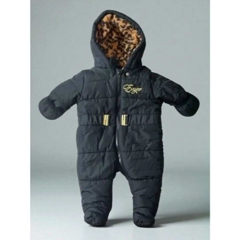 Enyce Baby Footed Puffer Hooded Snowsuit Bunting 0-3 Months In Black - Picture 8 of 9